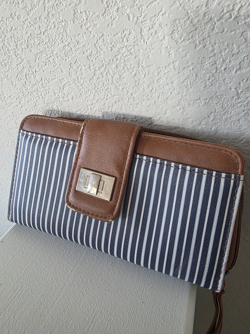 Striped Navy and Brown Women's Wallet - Classic Carry